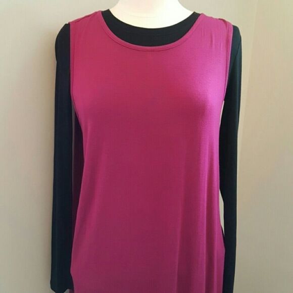 BISHOP & Young Crossback Dress Sleeveless Draped Scarf Back Dress Magenta Pink - Picture 2 of 3